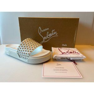 Christian Louboutin White "Pool Fun" Spiked Sandals, Sz 12.5 (US) 45.5 (IT) NIB!